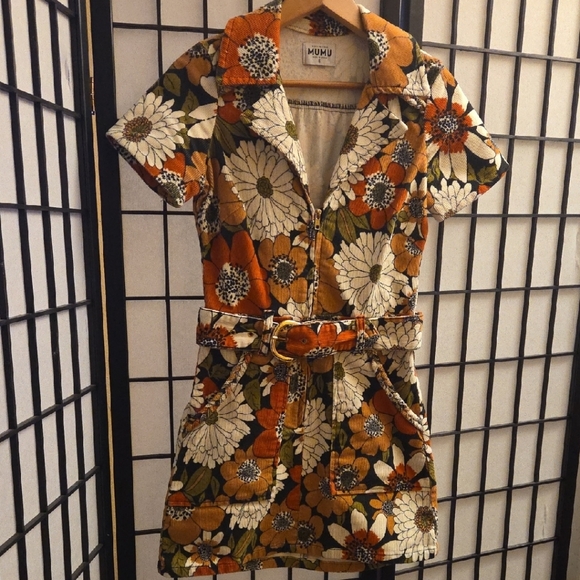 Show Me Your MuMu Orange and Black Floral Dress - Picture 3 of 9